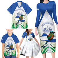 Personalized El Salvador Family Matching Long Sleeve Bodycon Dress and Hawaiian Shirt Torogoz Bird Map