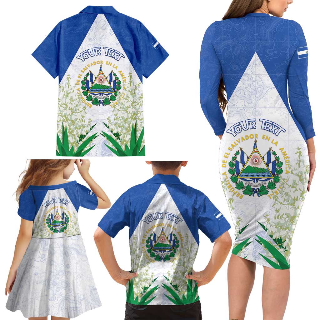 Personalized El Salvador Family Matching Long Sleeve Bodycon Dress and Hawaiian Shirt Torogoz Bird Map