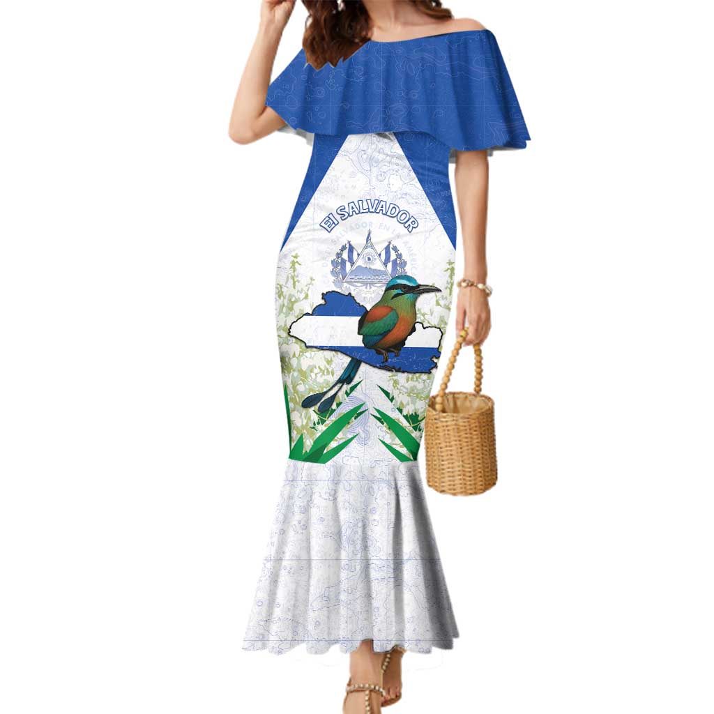 Personalized El Salvador Family Matching Mermaid Dress and Hawaiian Shirt Torogoz Bird Map