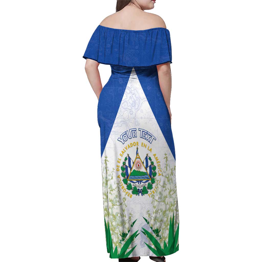 Personalized El Salvador Family Matching Off Shoulder Maxi Dress and Hawaiian Shirt Torogoz Bird Map