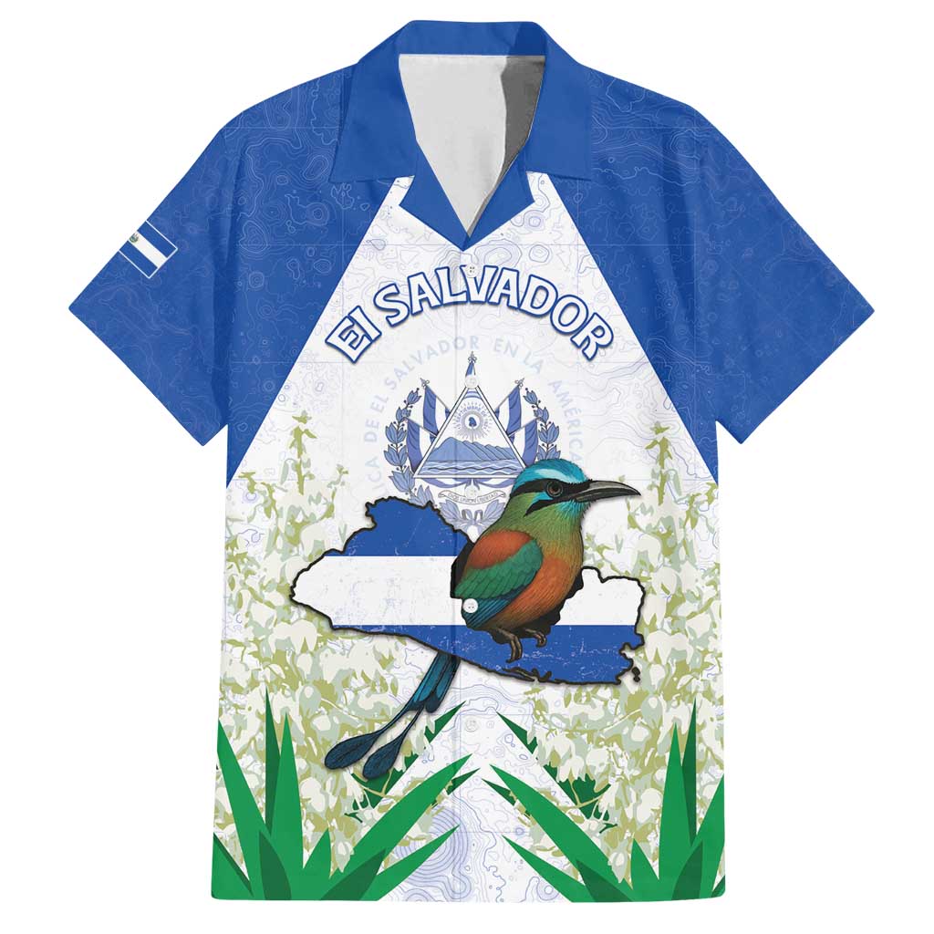 Personalized El Salvador Family Matching Off Shoulder Short Dress and Hawaiian Shirt Torogoz Bird Map