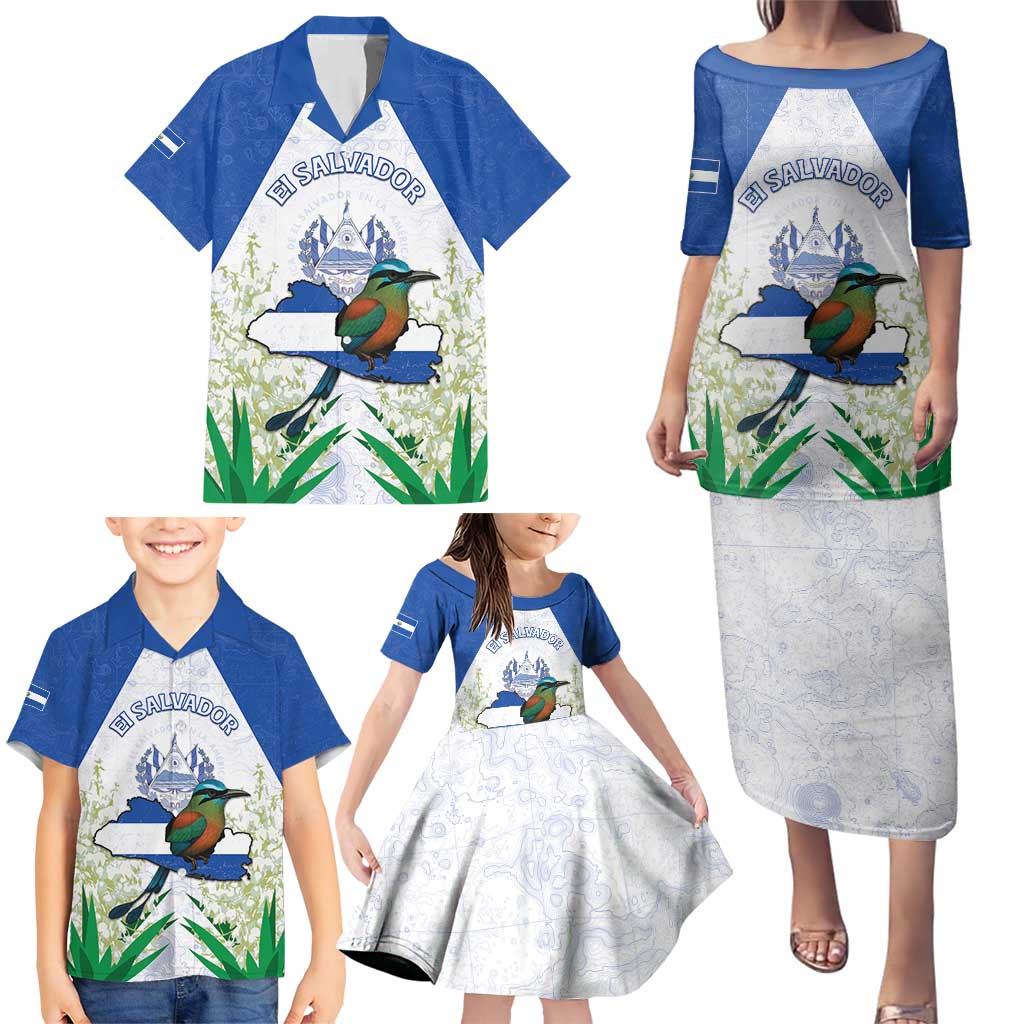 Personalized El Salvador Family Matching Puletasi and Hawaiian Shirt Torogoz Bird Map