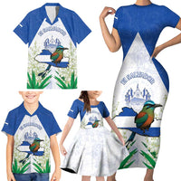 Personalized El Salvador Family Matching Short Sleeve Bodycon Dress and Hawaiian Shirt Torogoz Bird Map