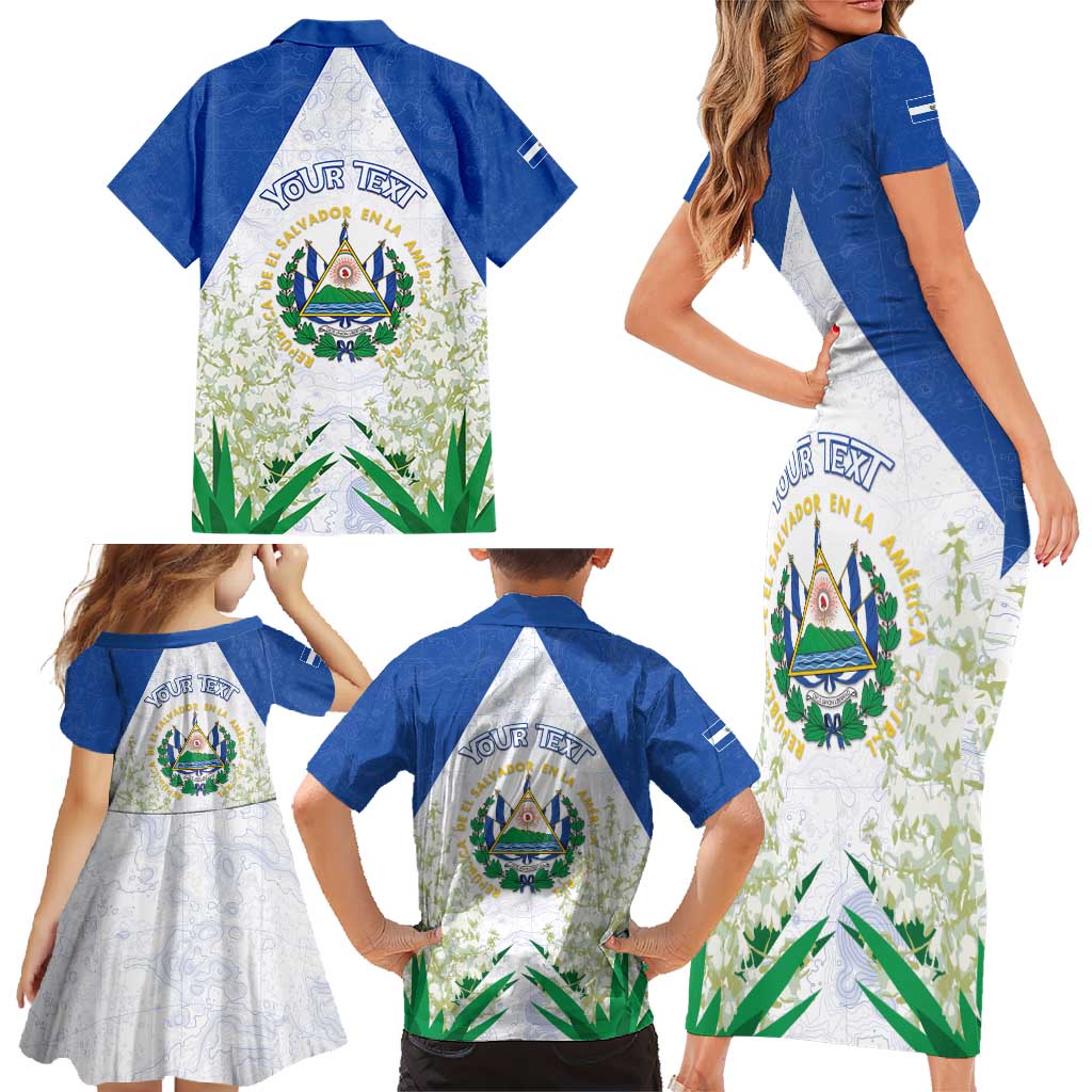 Personalized El Salvador Family Matching Short Sleeve Bodycon Dress and Hawaiian Shirt Torogoz Bird Map
