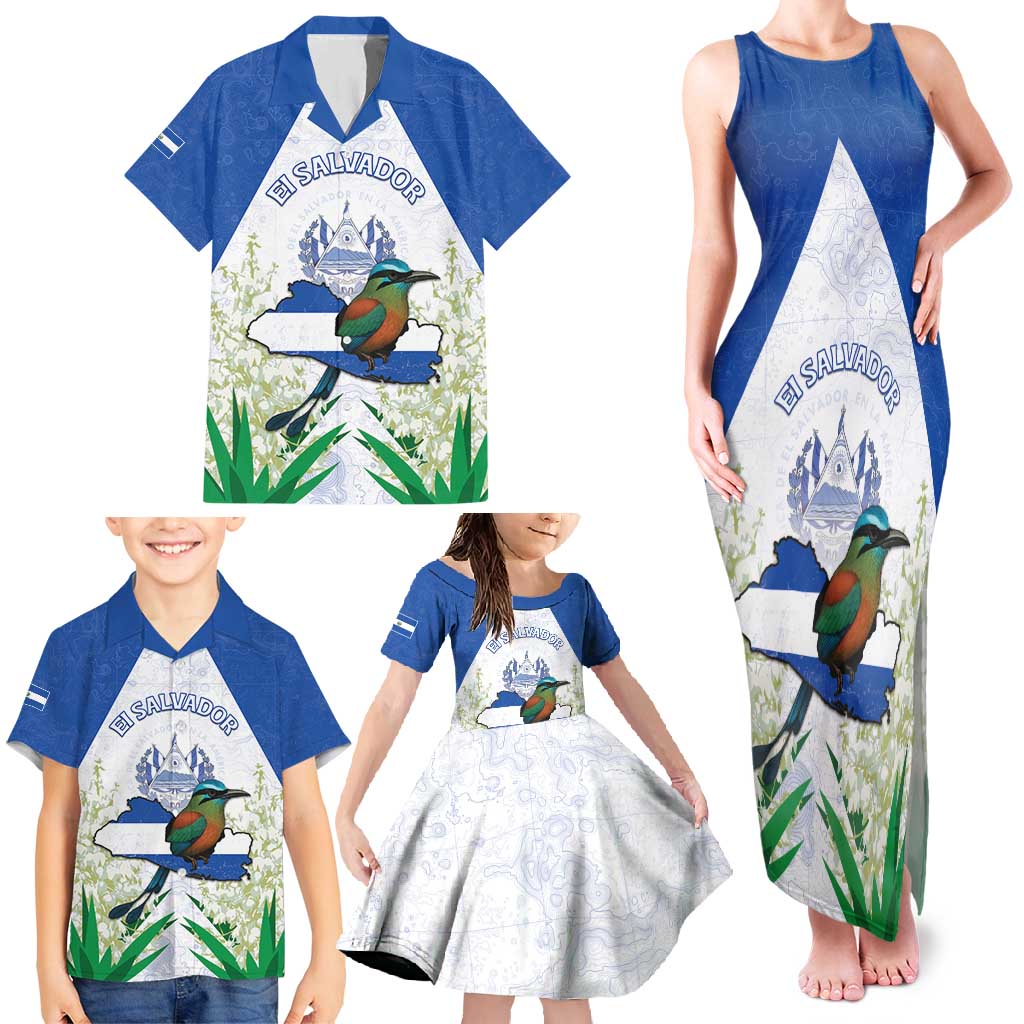 Personalized El Salvador Family Matching Tank Maxi Dress and Hawaiian Shirt Torogoz Bird Map