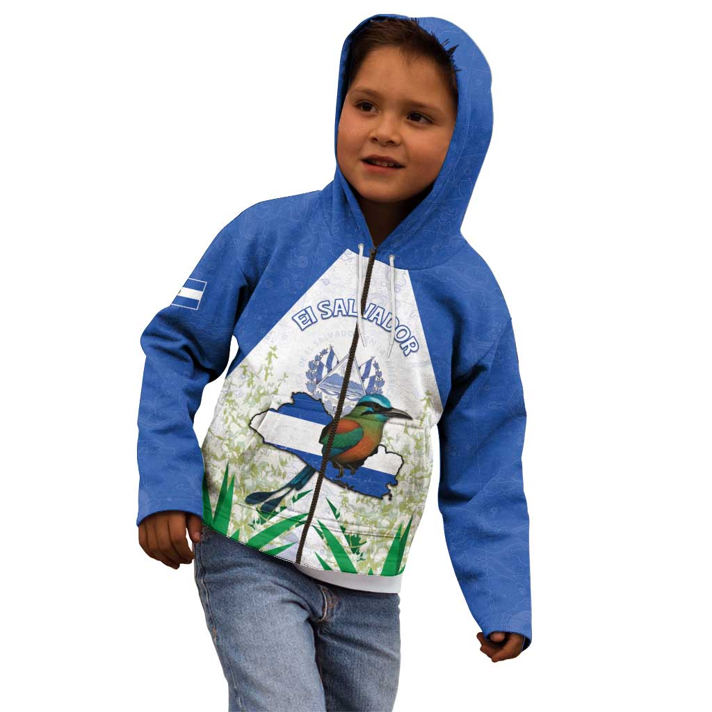 Personalized El Salvador Kid Hoodie Torogoz Bird Map