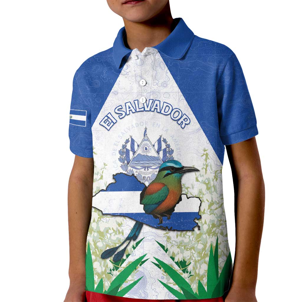 Personalized El Salvador Kid Polo Shirt Torogoz Bird Map
