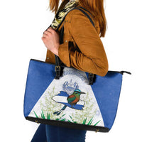 El Salvador Leather Tote Bag Torogoz Bird Map