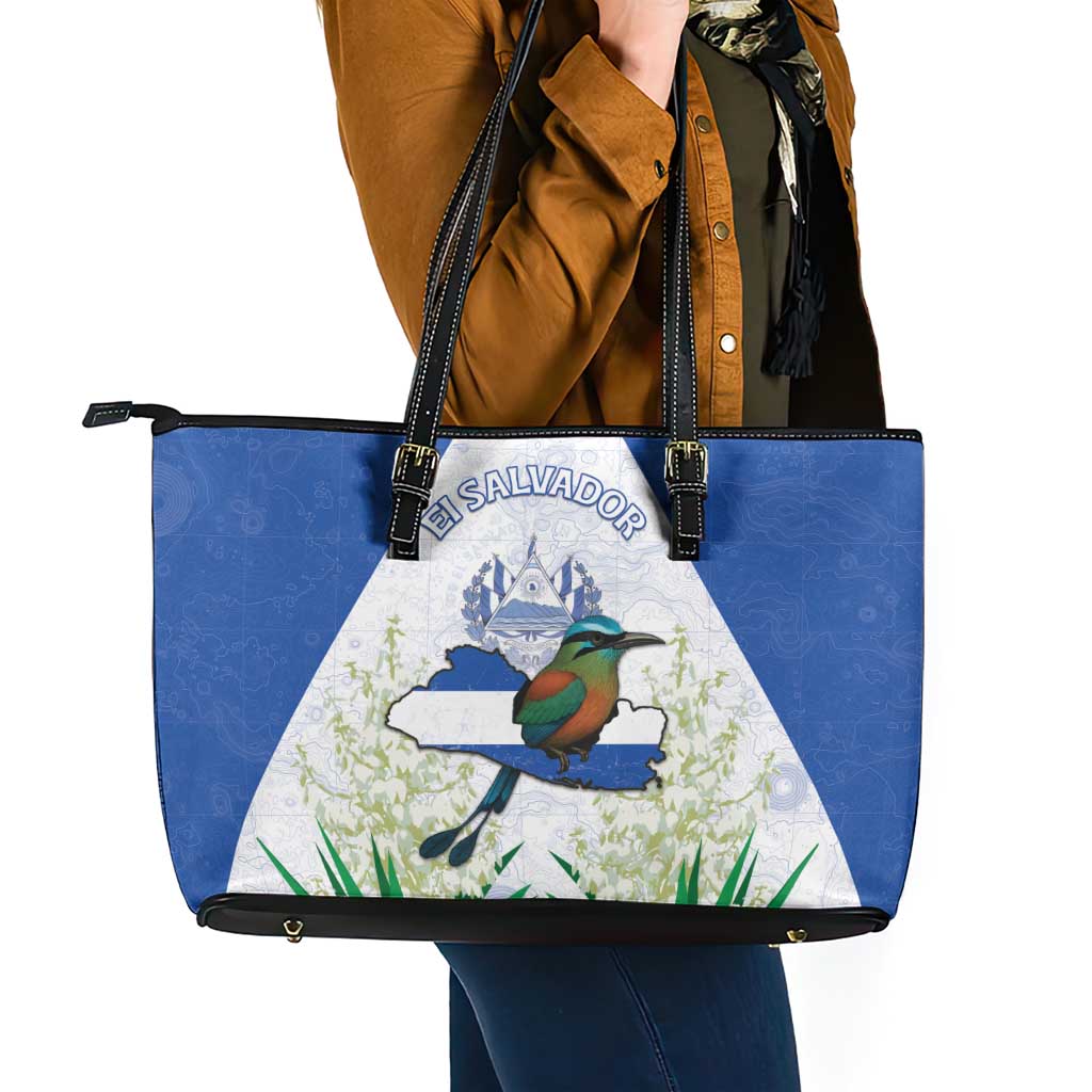 El Salvador Leather Tote Bag Torogoz Bird Map