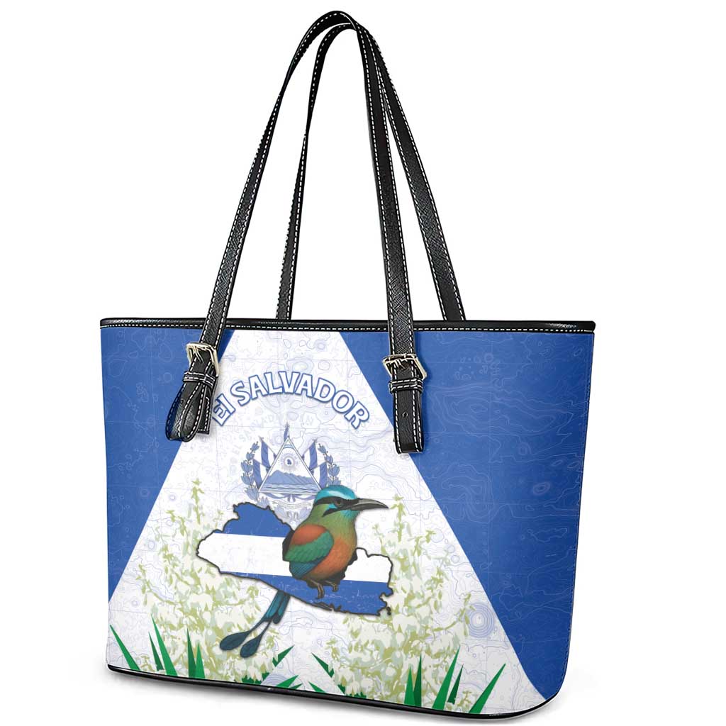 El Salvador Leather Tote Bag Torogoz Bird Map
