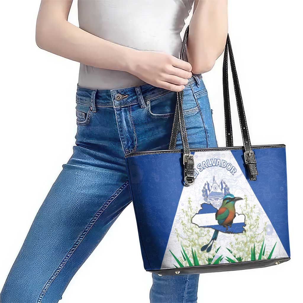 El Salvador Leather Tote Bag Torogoz Bird Map