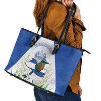 El Salvador Leather Tote Bag Torogoz Bird Map