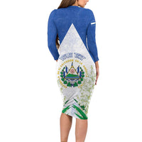 Personalized El Salvador Long Sleeve Bodycon Dress Torogoz Bird Map