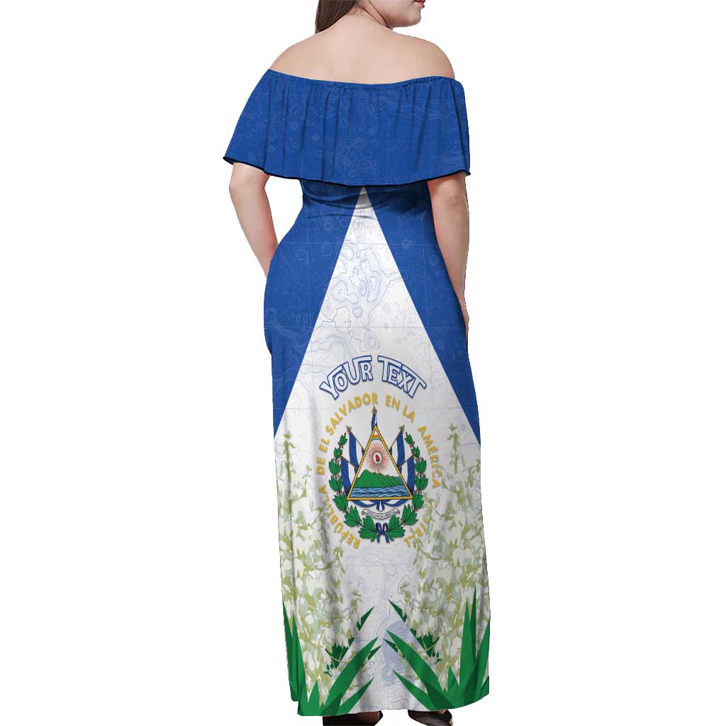 Personalized El Salvador Off Shoulder Maxi Dress Torogoz Bird Map