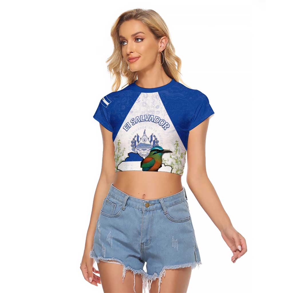 Personalized El Salvador Raglan Cropped T Shirt Torogoz Bird Map