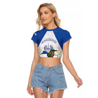 Personalized El Salvador Raglan Cropped T Shirt Torogoz Bird Map