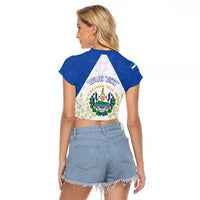 Personalized El Salvador Raglan Cropped T Shirt Torogoz Bird Map
