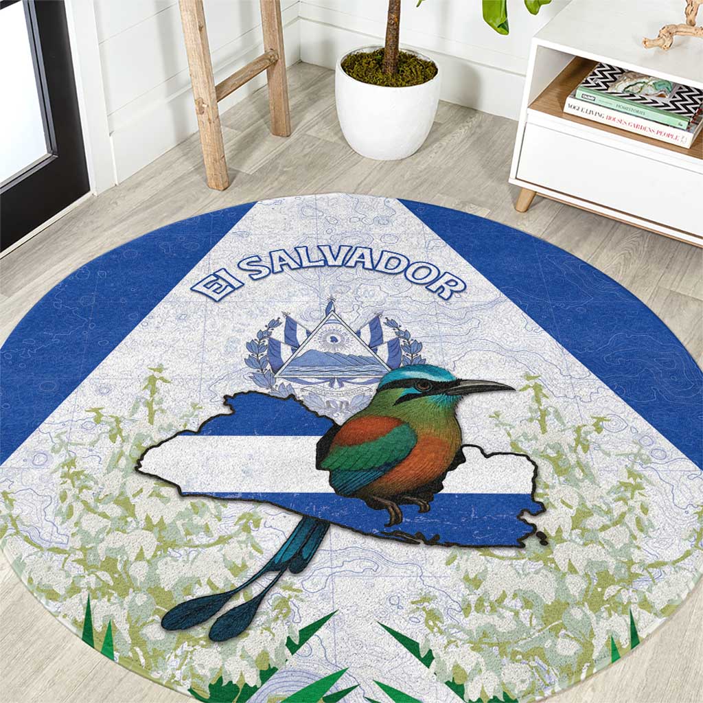 El Salvador Round Carpet Torogoz Bird Map
