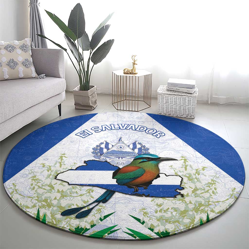 El Salvador Round Carpet Torogoz Bird Map