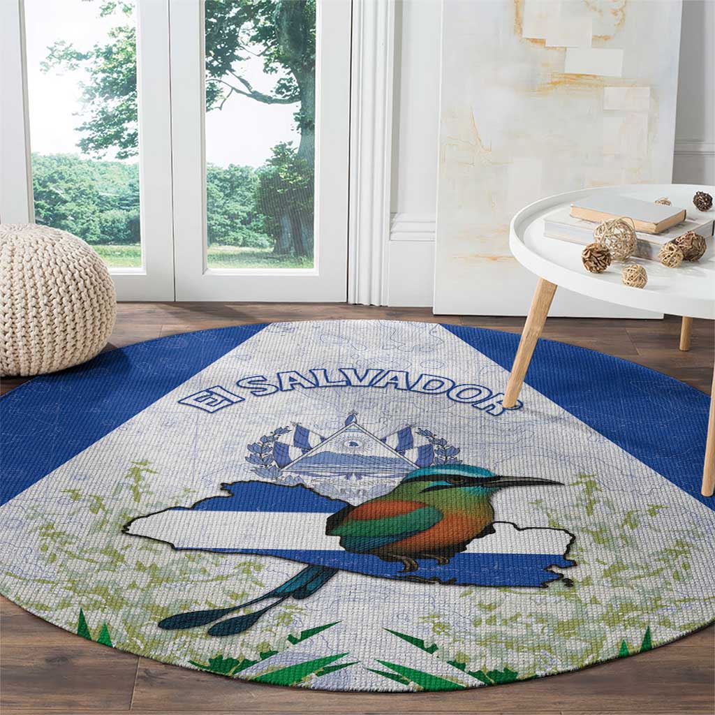 El Salvador Round Carpet Torogoz Bird Map