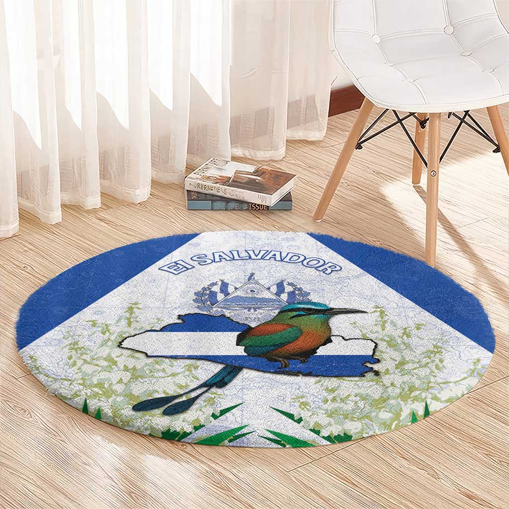 El Salvador Round Carpet Torogoz Bird Map