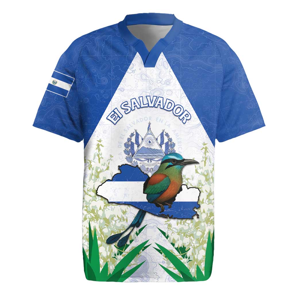 Personalized El Salvador Rugby Jersey Torogoz Bird Map