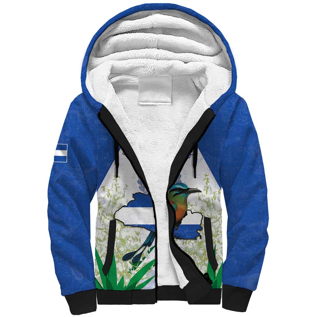Personalized El Salvador Sherpa Hoodie Torogoz Bird Map