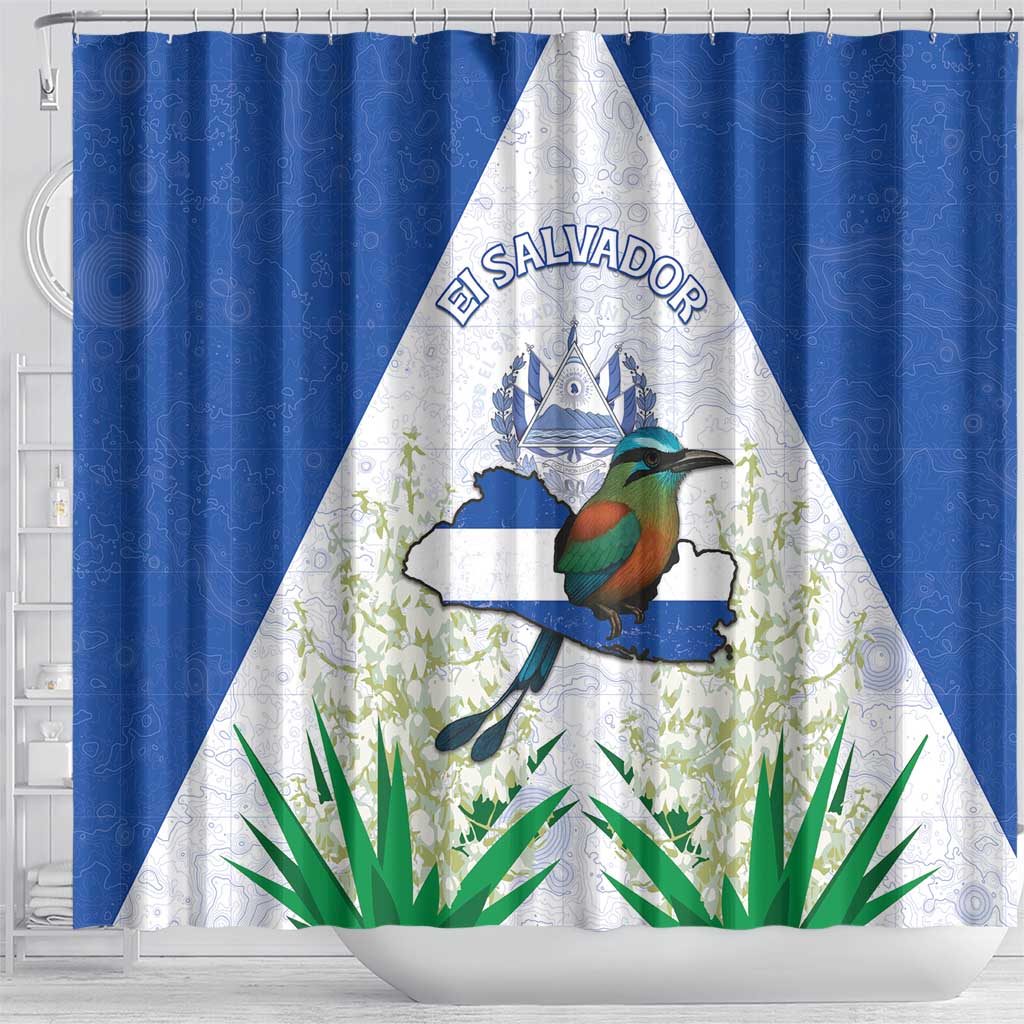 El Salvador Shower Curtain Torogoz Bird Map