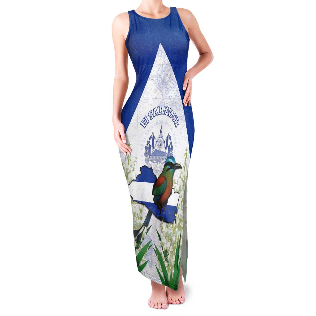 Personalized El Salvador Tank Maxi Dress Torogoz Bird Map