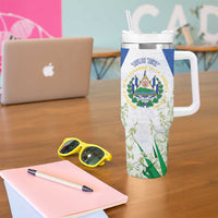 Personalized El Salvador Tumbler With Handle Torogoz Bird Map