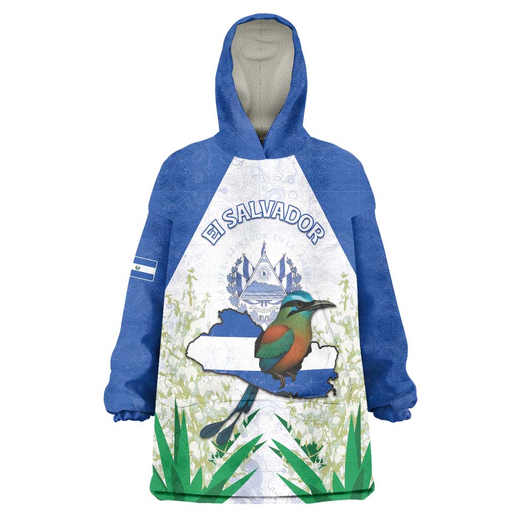 Personalized El Salvador Wearable Blanket Hoodie Torogoz Bird Map