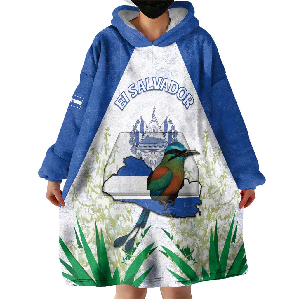 Personalized El Salvador Wearable Blanket Hoodie Torogoz Bird Map