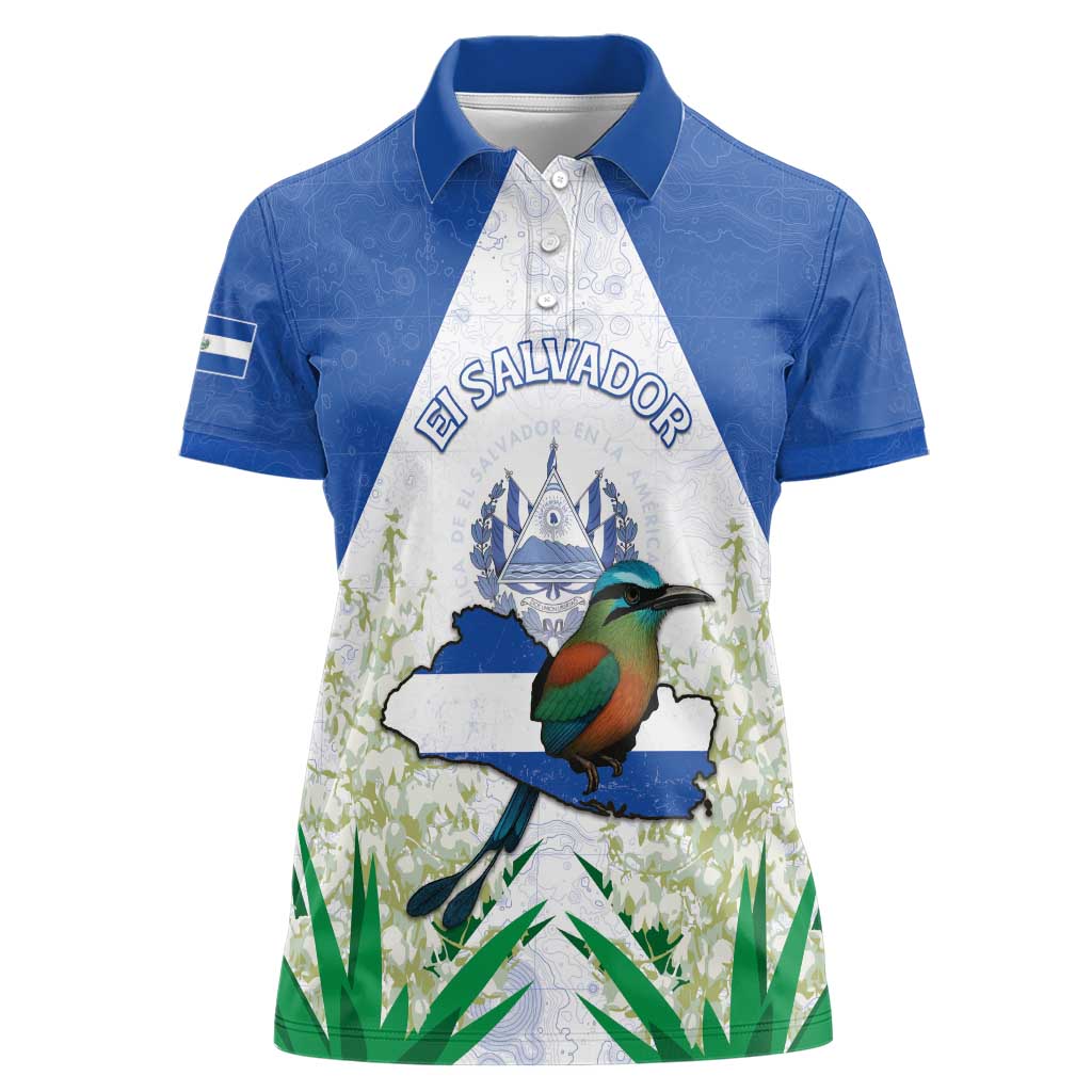 Personalized El Salvador Women Polo Shirt Torogoz Bird Map