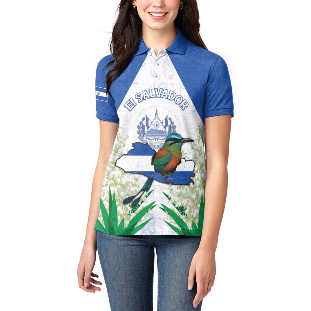 Personalized El Salvador Women Polo Shirt Torogoz Bird Map