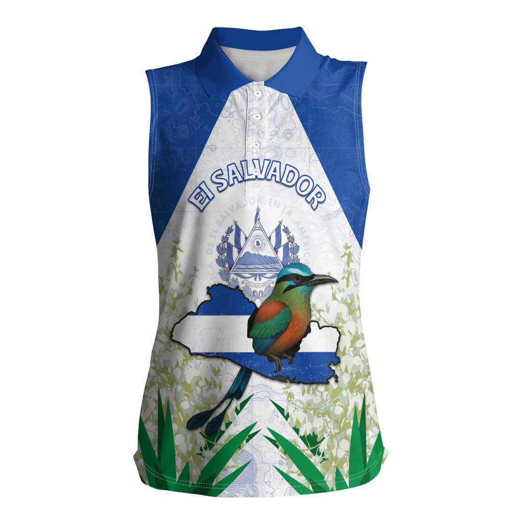 Personalized El Salvador Women Sleeveless Polo Shirt Torogoz Bird Map