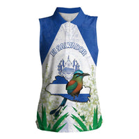 Personalized El Salvador Women Sleeveless Polo Shirt Torogoz Bird Map