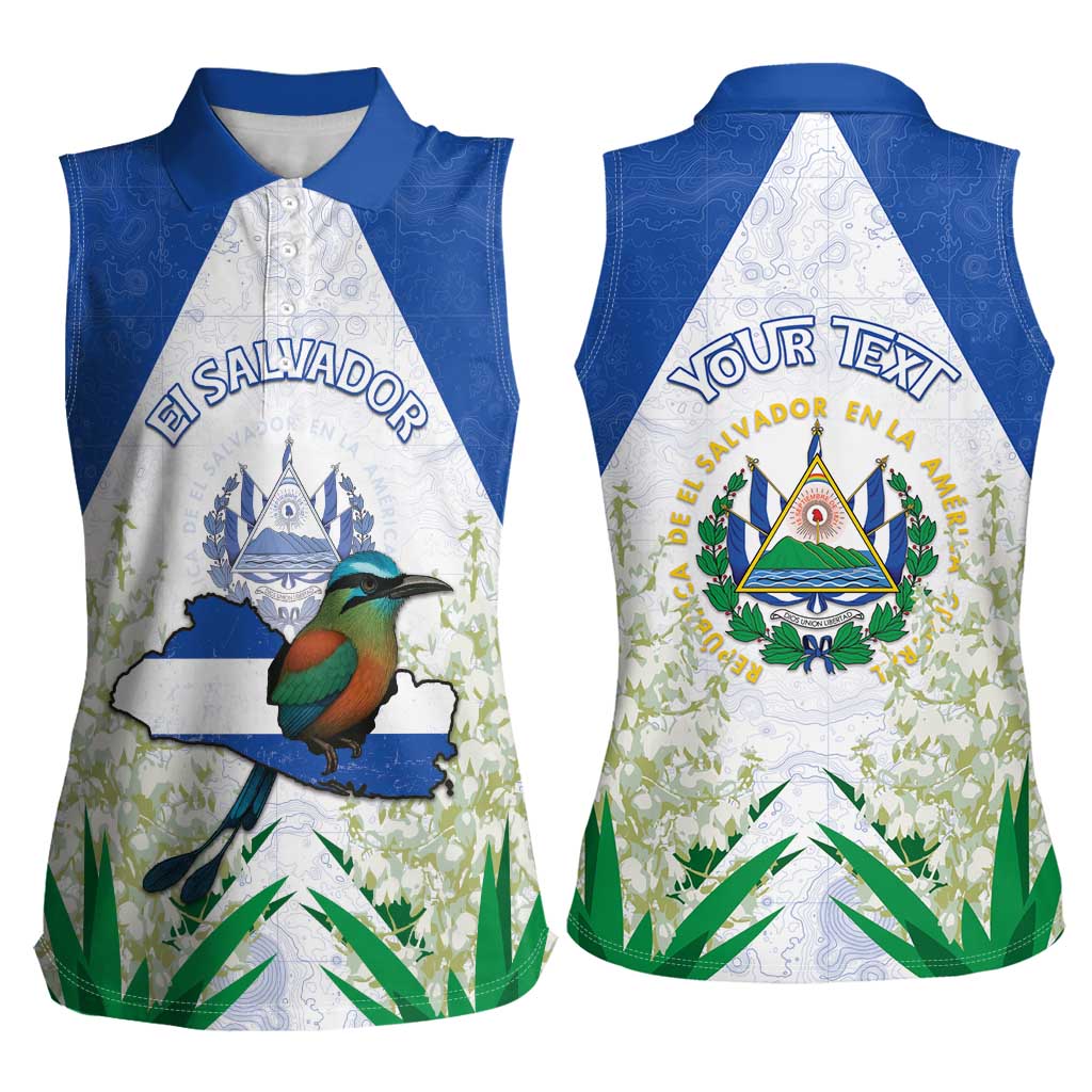 Personalized El Salvador Women Sleeveless Polo Shirt Torogoz Bird Map