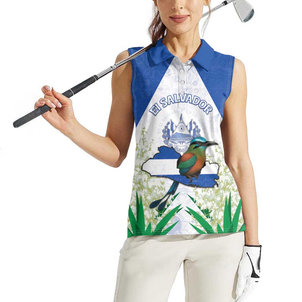 Personalized El Salvador Women Sleeveless Polo Shirt Torogoz Bird Map