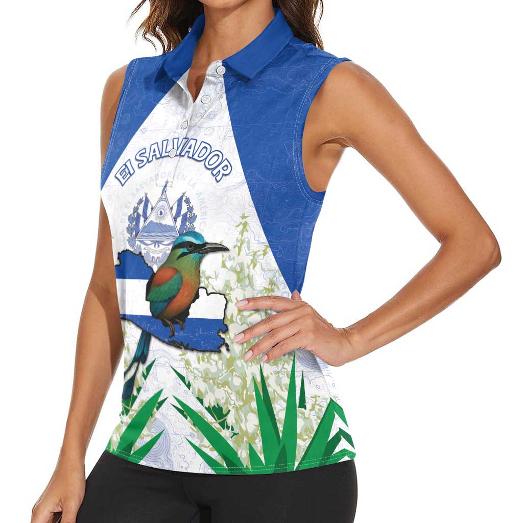 Personalized El Salvador Women Sleeveless Polo Shirt Torogoz Bird Map