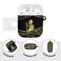 Egyptian God Ptah AirPods Case Gold Mummy Wrap Hieroglyphics Patterns