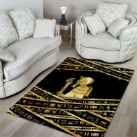 Egyptian God Ptah Area Rug Gold Mummy Wrap Hieroglyphics Patterns