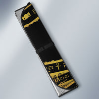 Egyptian God Ptah Auto Sun Shade Gold Mummy Wrap Hieroglyphics Patterns