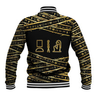 Egyptian God Ptah Baseball Jacket Gold Mummy Wrap Hieroglyphics Patterns