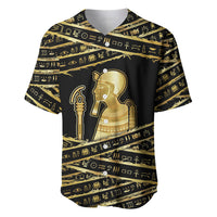 Egyptian God Ptah Baseball Jersey Gold Mummy Wrap Hieroglyphics Patterns