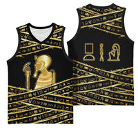 Egyptian God Ptah Basketball Jersey Gold Mummy Wrap Hieroglyphics Patterns