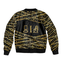 Egyptian God Ptah Bomber Jacket Gold Mummy Wrap Hieroglyphics Patterns