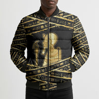 Egyptian God Ptah Bomber Puffer Jacket Gold Mummy Wrap Hieroglyphics Patterns