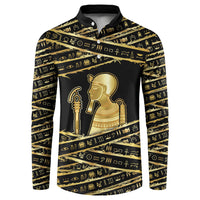 Egyptian God Ptah Button Sweatshirt Gold Mummy Wrap Hieroglyphics Patterns