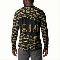 Egyptian God Ptah Button Sweatshirt Gold Mummy Wrap Hieroglyphics Patterns