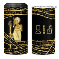 Egyptian God Ptah 4 in 1 Can Cooler Tumbler Gold Mummy Wrap Hieroglyphics Patterns